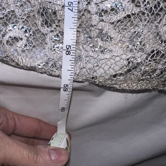 Calvin Klein Formal Dress Size 4 Champagne Lace One Shoulder Side Ruching Prom - Picture 4 of 14